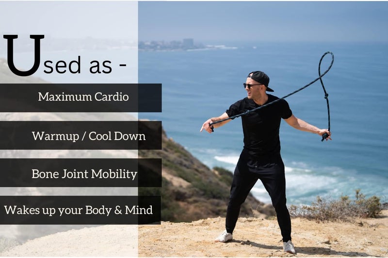 AXiOFiT حبل تمرين فلو - 500 جرام (1.10 رطل) حبل فلو مثقل لتمارين القلب، الملاكمة، HIIT ولياقة الجزء العلوي من الجسم - حبل تمرين مزدوج قابل للتعديل للرجال، النساء، المبتدئين - للاستخدام الداخلي والخارجي - Image 3